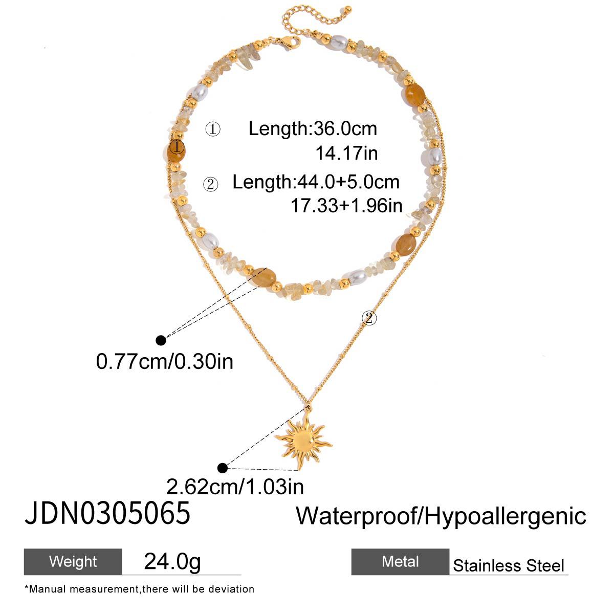 Collana da donna con ciondolo minimalista in acciaio al titanio a forma di sole e catena in acciaio inossidabile placcato