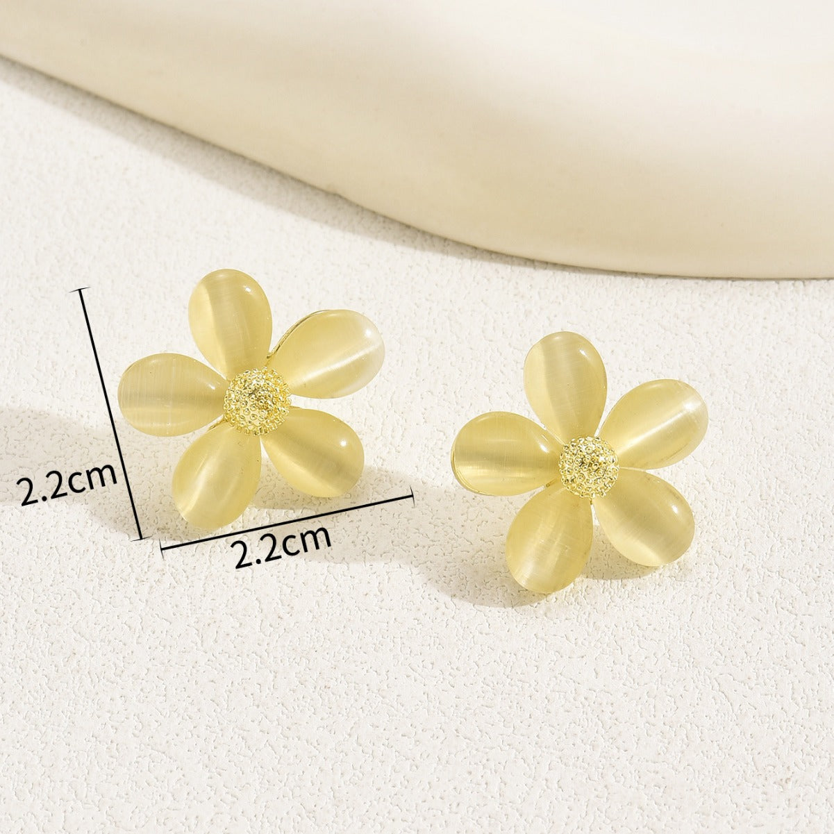 Pendientes Geométricos Florales Vintage con Incrustaciones de Piedra Ojo de Gato para Mujer, Poste de Acero Inoxidable