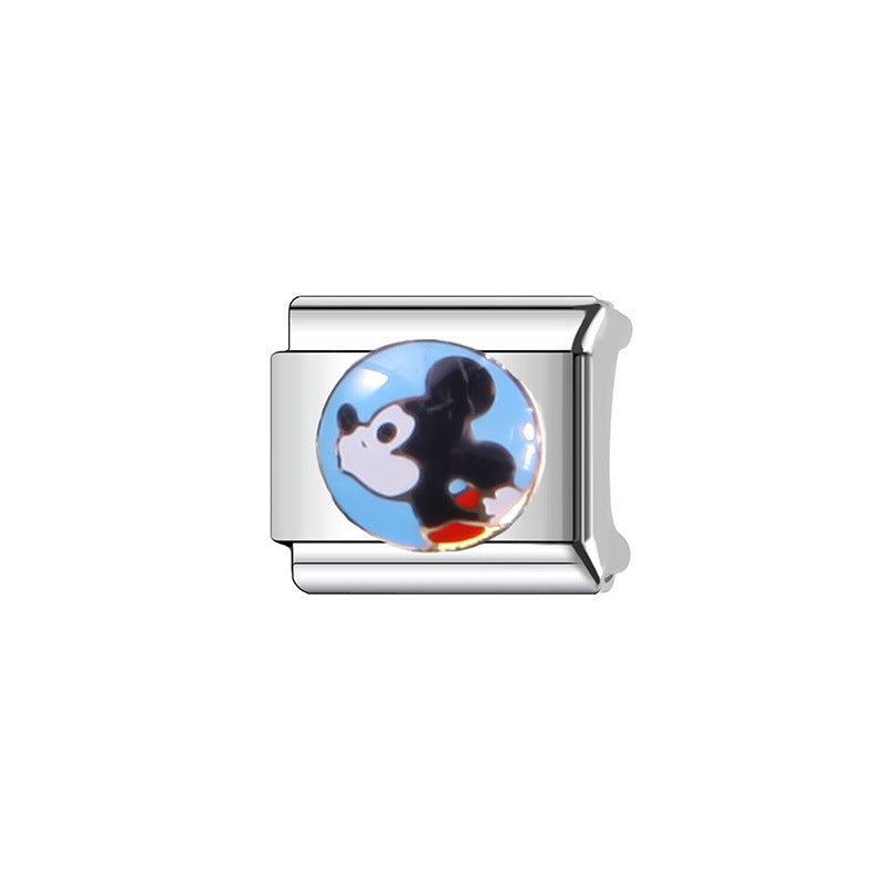 Sweet Cartoon Character Stainless Steel Plated DIY Charm Bar Watch Strap