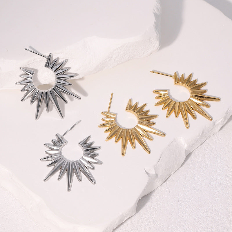 Minimalist Geometric Stainless Steel Earrings with 18K Gold Plating for Women, Hypoallergenic Titanium Steel Studs, Fade-Resistant Luxury Ear Jewelry