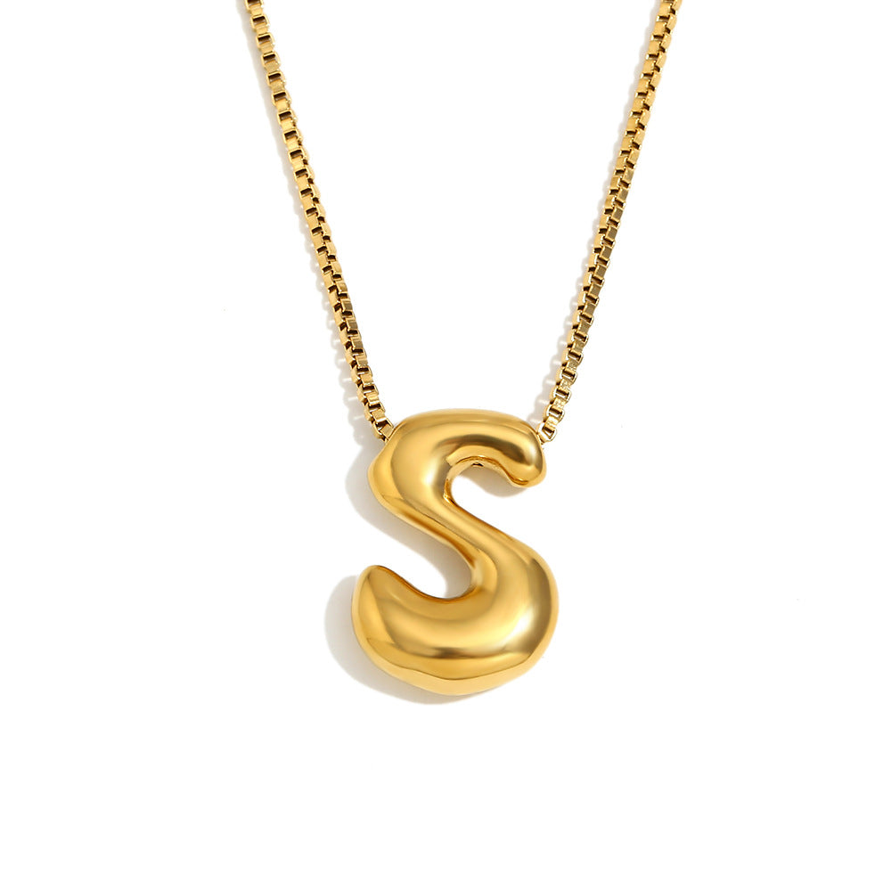 Minimalist Fashion Letter Necklace for Women Stainless Steel Pendant with 18K Gold Plating