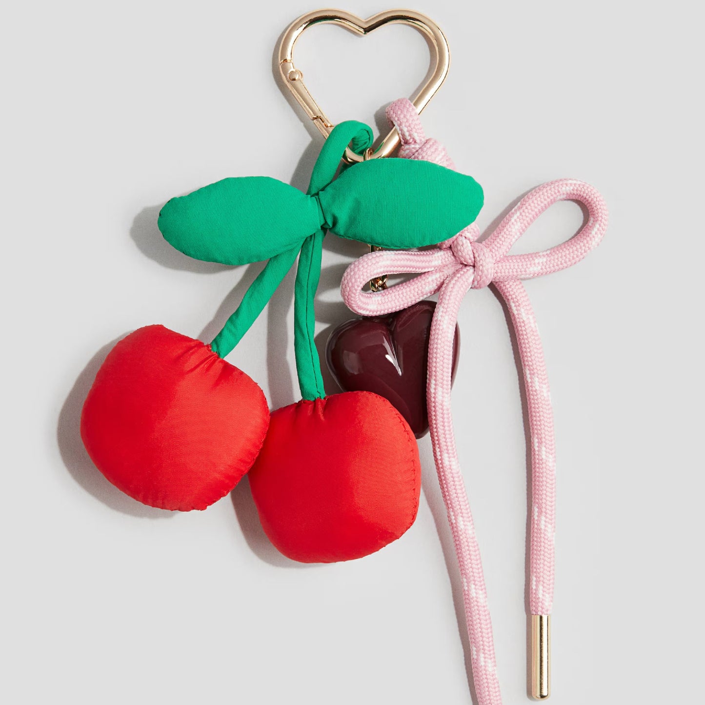 Fruit Pattern Plated Brass Bag Charm Keychain with Cherry Pepper Soccer Bow Designs