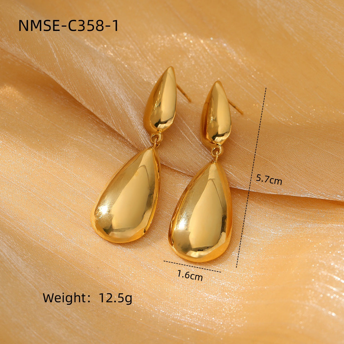Fashionable Lotus and Teardrop Shaped Titanium Steel Earrings with Plating Finish for Women