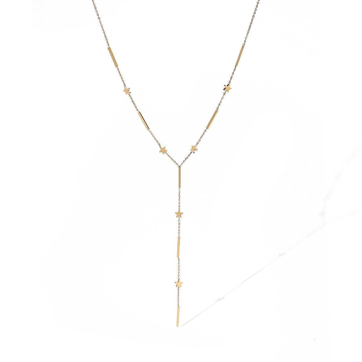 Collana con pendente geometrico minimalista in acciaio inossidabile con placcatura in oro 18 carati da donna