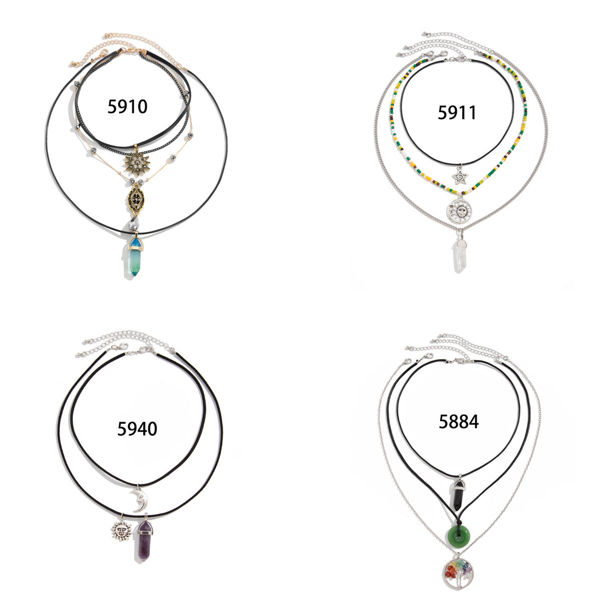 Vintage Baroque Pearl Star Teardrop Pendant Zinc Alloy Plated Multi-Layer Necklace for Women