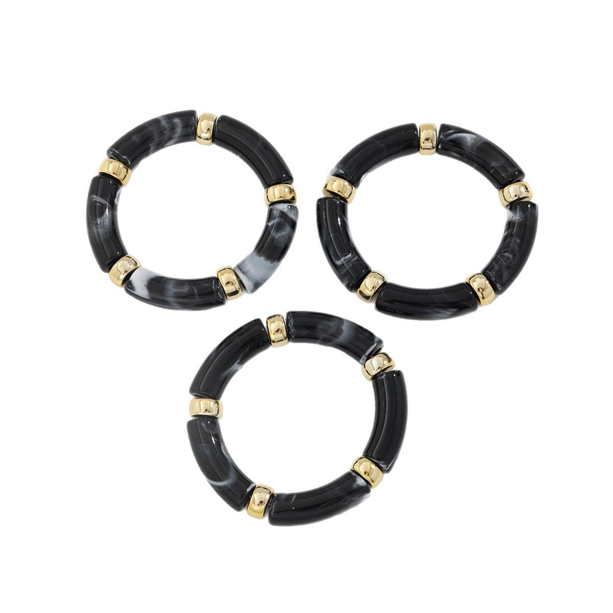 Bracciale Tondo in Acrilico con Placcatura Geometrica