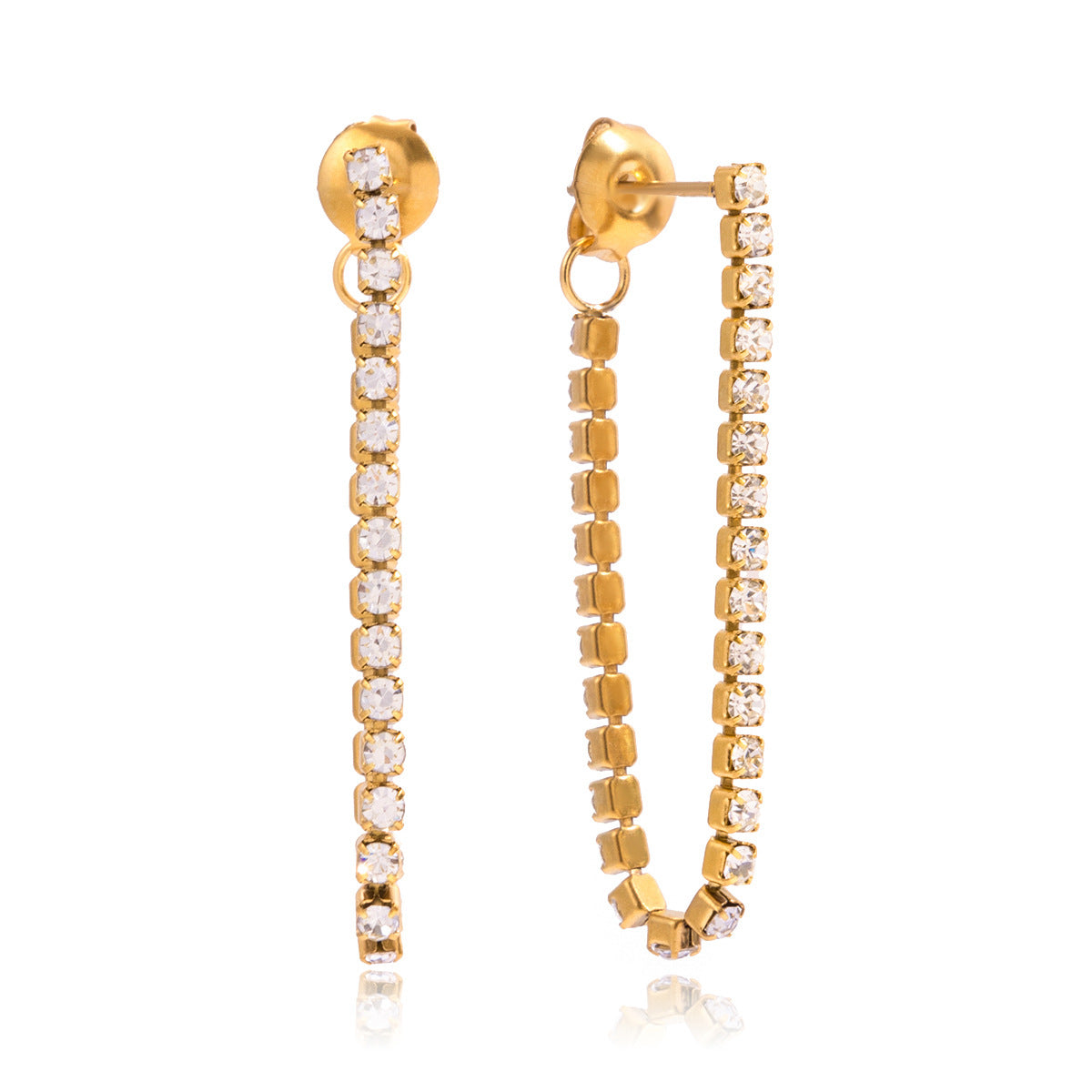 Aretes de borla geométricos en acero de titanio con acabado chapado para mujer, joyería de moda de lujo