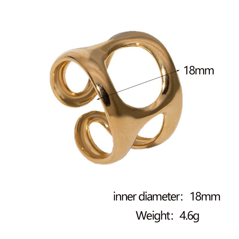 Anello Aperto Geometrico Minimalista da Donna in Acciaio Inossidabile Placcato Oro 18K