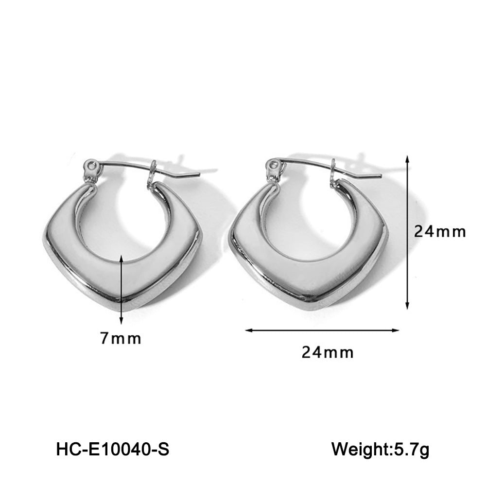 Geometric Hollow Stainless Steel Earrings for Women with Vacuum Plating Finish Fashionable and Fade-Resistant