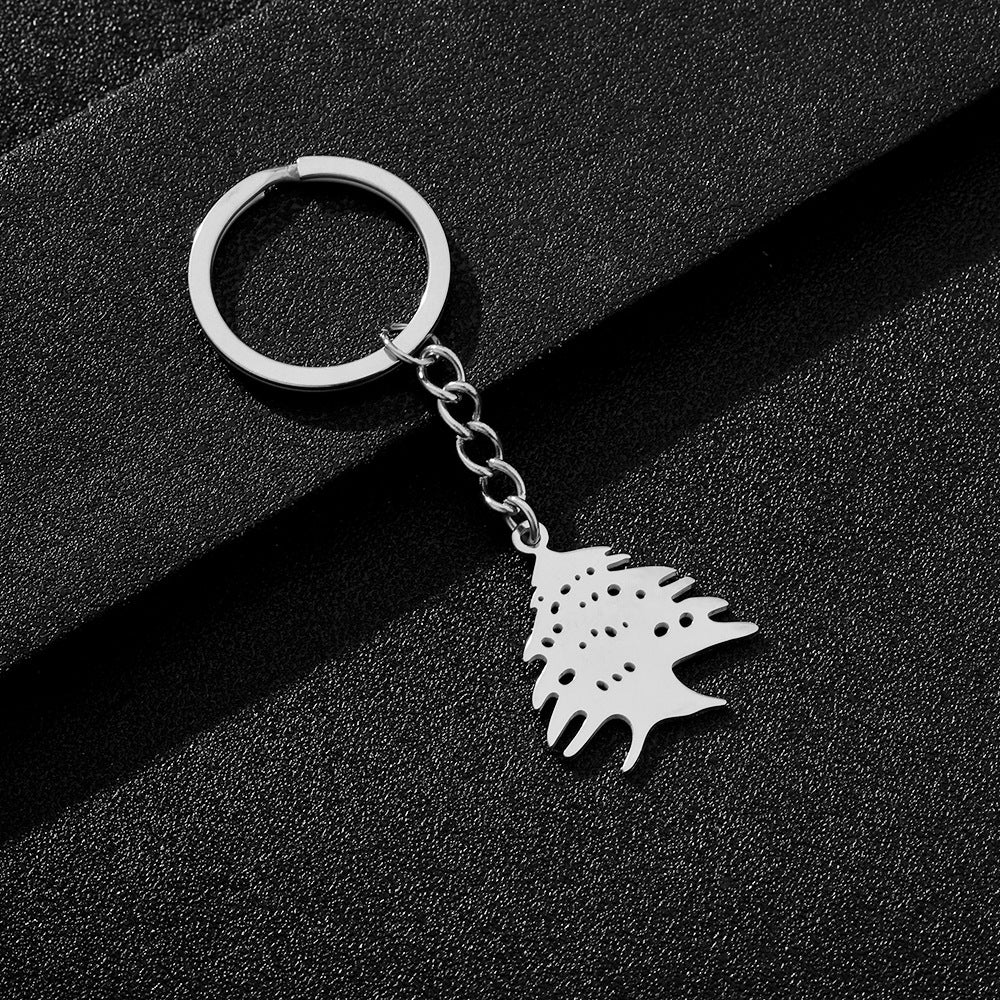 Llavero Colgante de Estilo Étnico de Acero de Titanio con Diseño Retro Libanés para Hombres y Mujeres