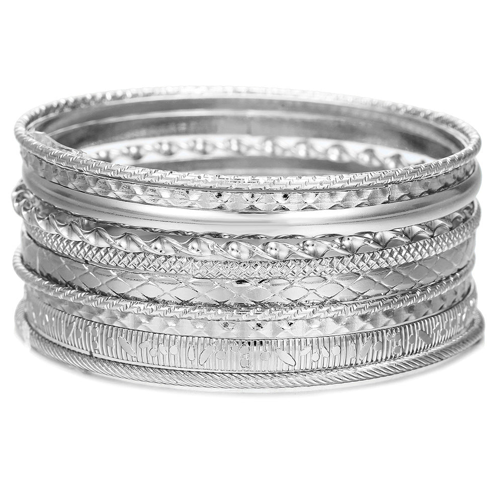 Punk Geometric Round Plated Iron Rope Chain Bracelet Set