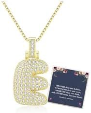 Sweet Hip-hop Letter Brass Cubic Zirconia Inlay Pendant Necklace Box Chain Unisex