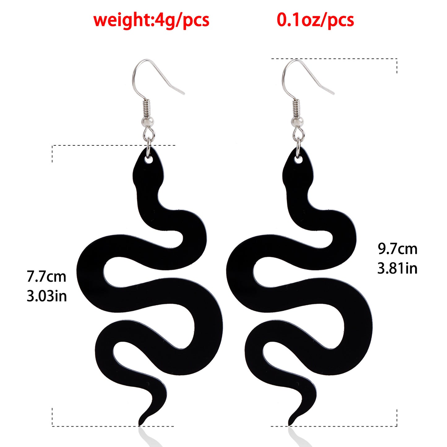 Punk Geometric Resin Snake-Shaped Statement Long Earrings for Women with Plated Finish