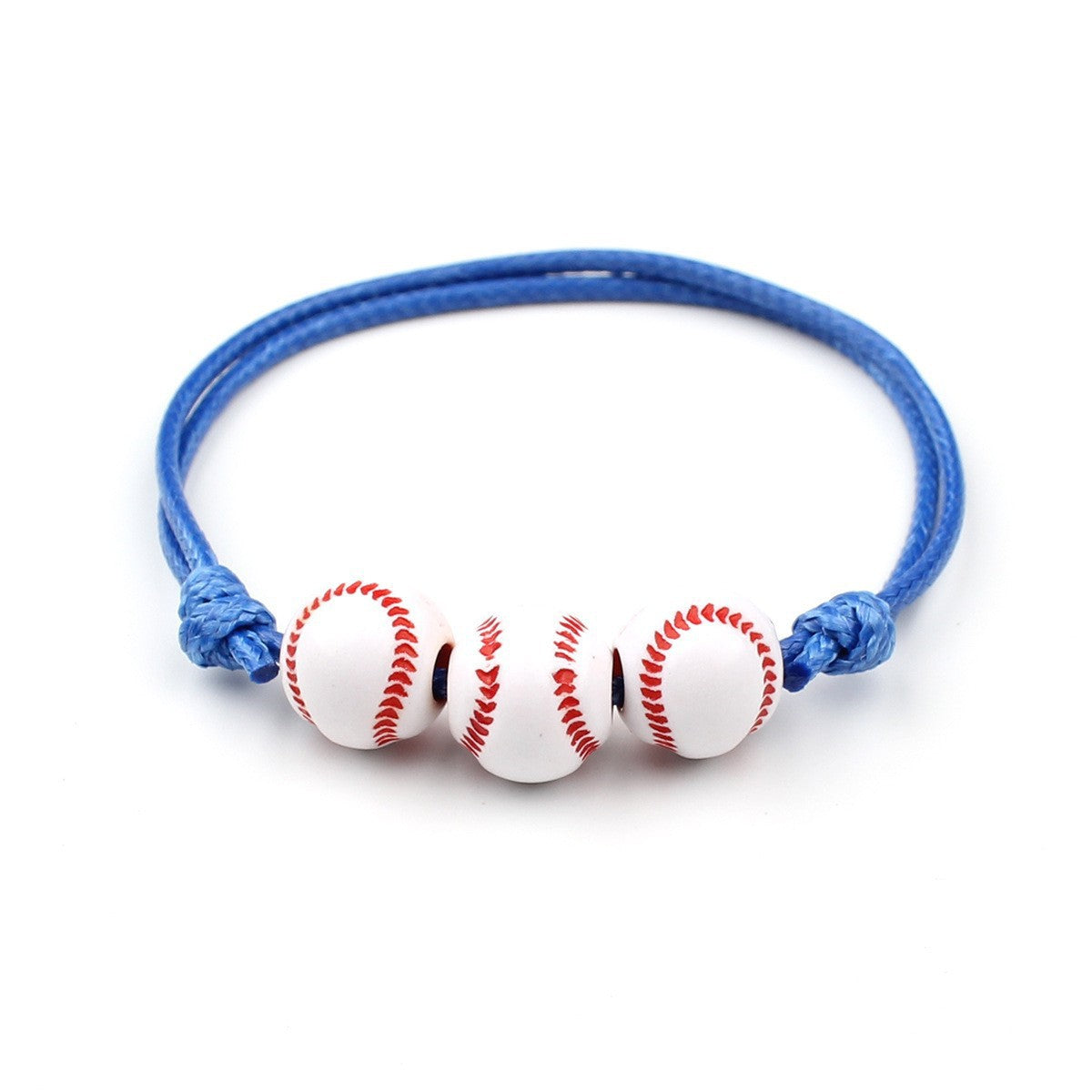 Sporty Geometric Acrylic Ball Beaded Bracelet Unisex Handmade Waxed Cord
