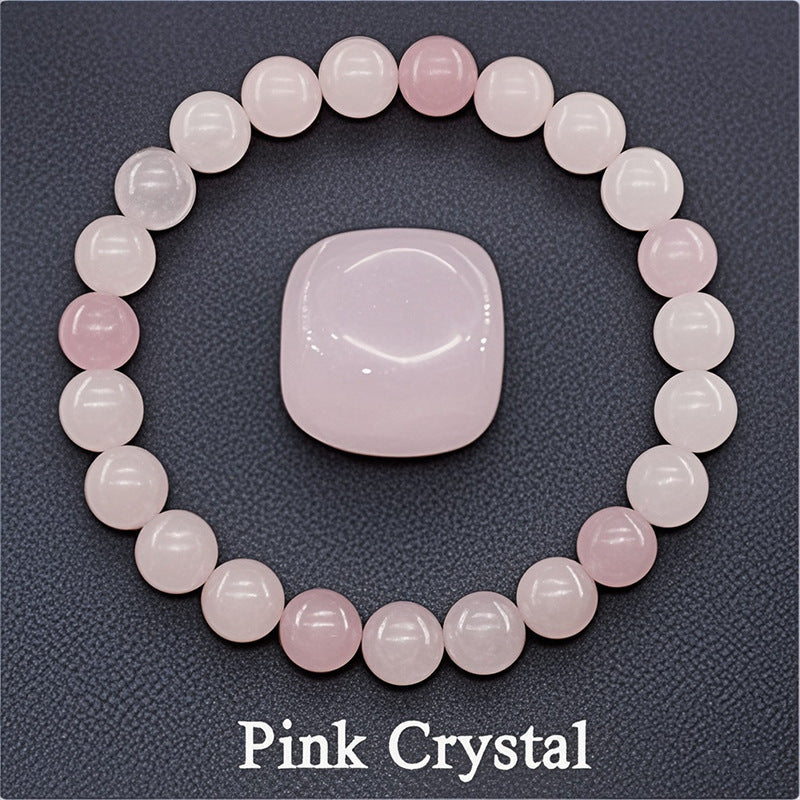 8mm Round Sunstone Rose Quartz Tiger Eye Agate Crystal Beaded Bracelet Unisex Geometric Handmade Jewelry
