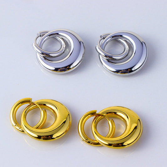 Pendientes de acero inoxidable geométricos minimalistas de moda para mujer con baño de oro de 18 quilates y detalle de gota de agua