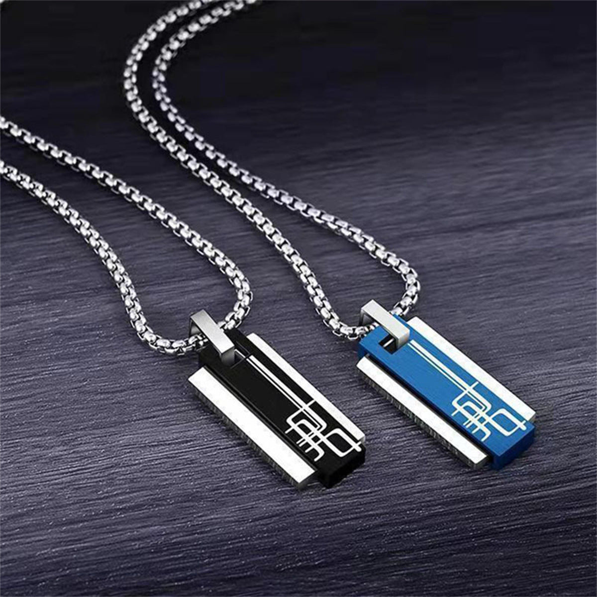 Minimalist Geometric Stainless Steel Necklace for Men with Polished Titanium Steel Pendant