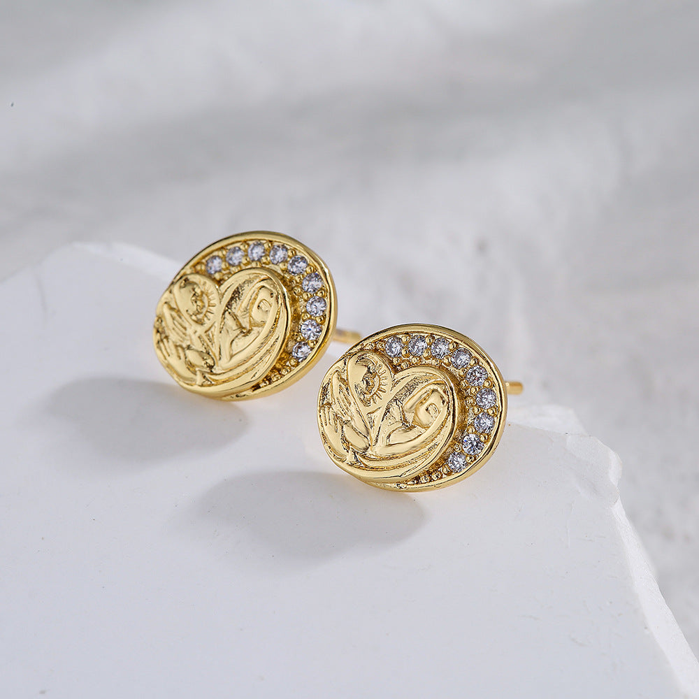 Minimalist Geometric Stud Earrings for Women Copper Base with 18K Gold Plating and Micro-Pave Zirconia