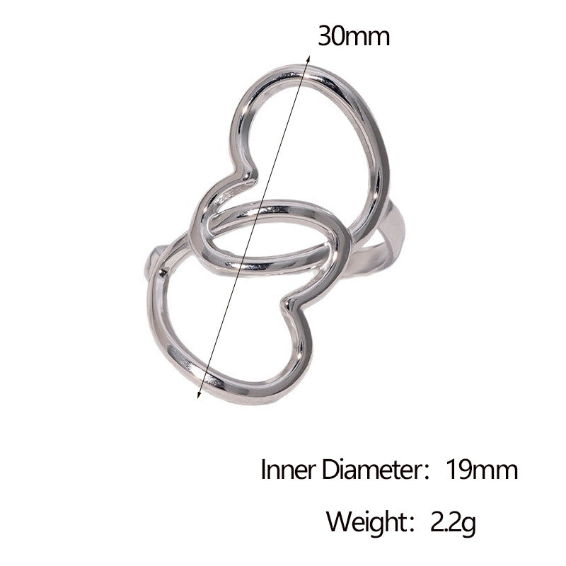 Anello da donna minimalista a cuore aperto in acciaio inossidabile placcato oro 18K
