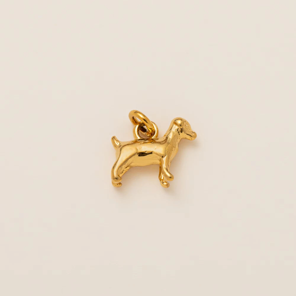 Vintage 18K Gold Plated Stainless Steel Animal Pendant Charm Bar for Women