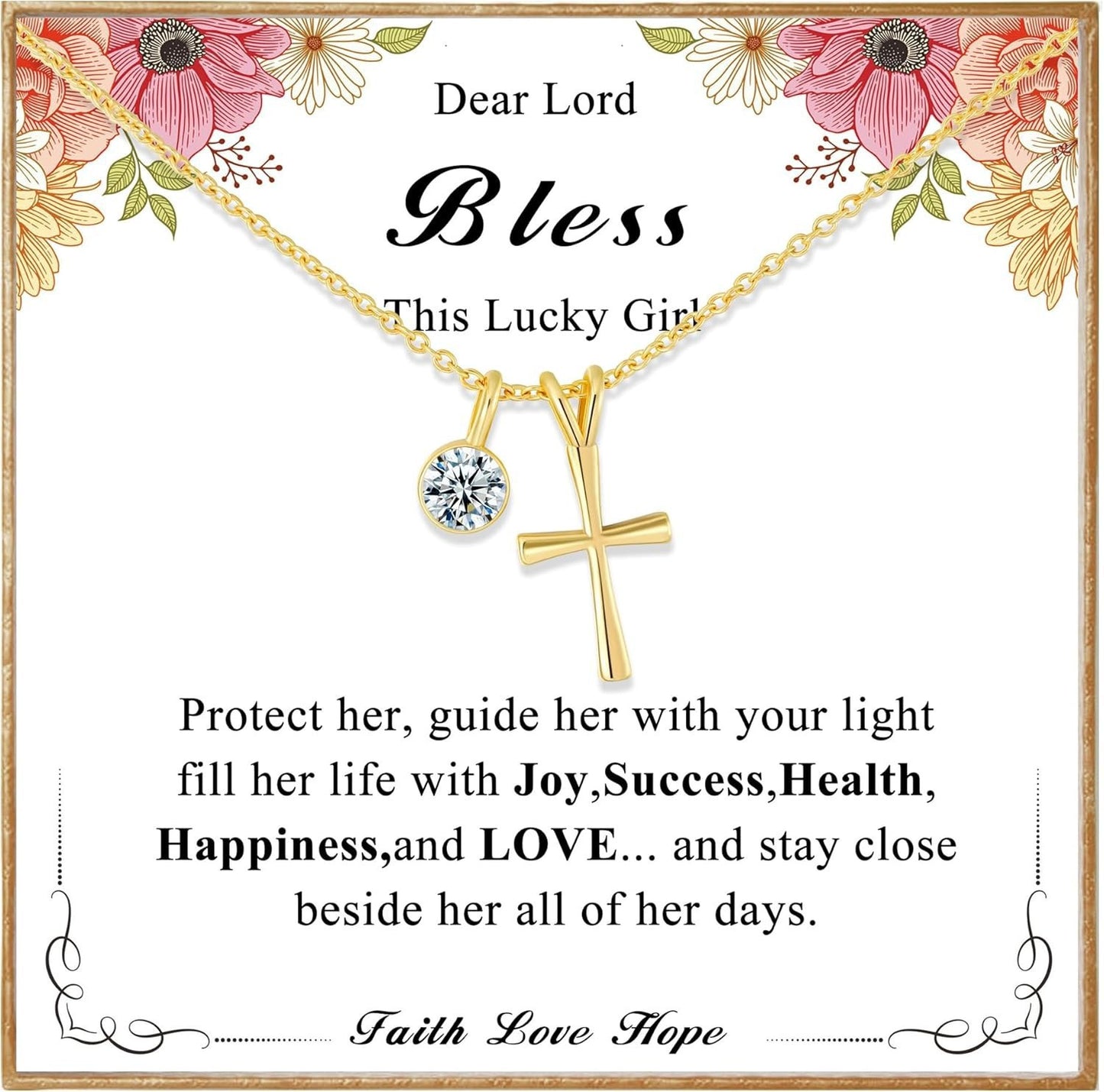 Sweet Geometric Cross Stainless Steel Pendant Brass Plated Necklace for Women