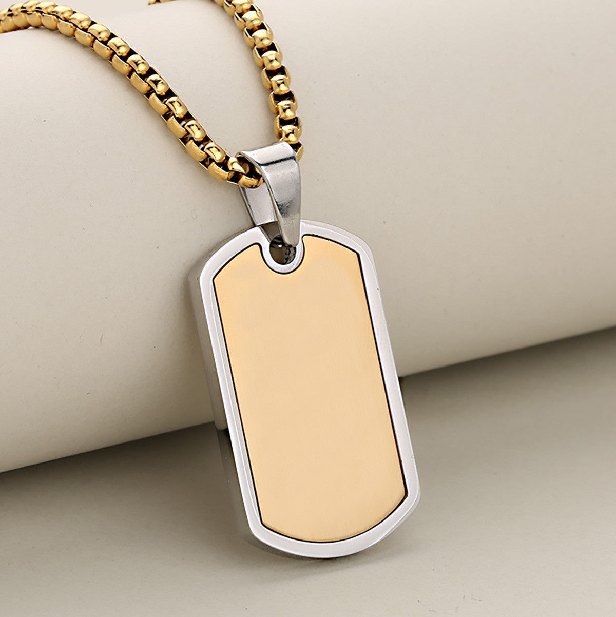 Collana unisex con ciondolo a piastrina per cane rettangolare geometrica personalizzata in acciaio al titanio