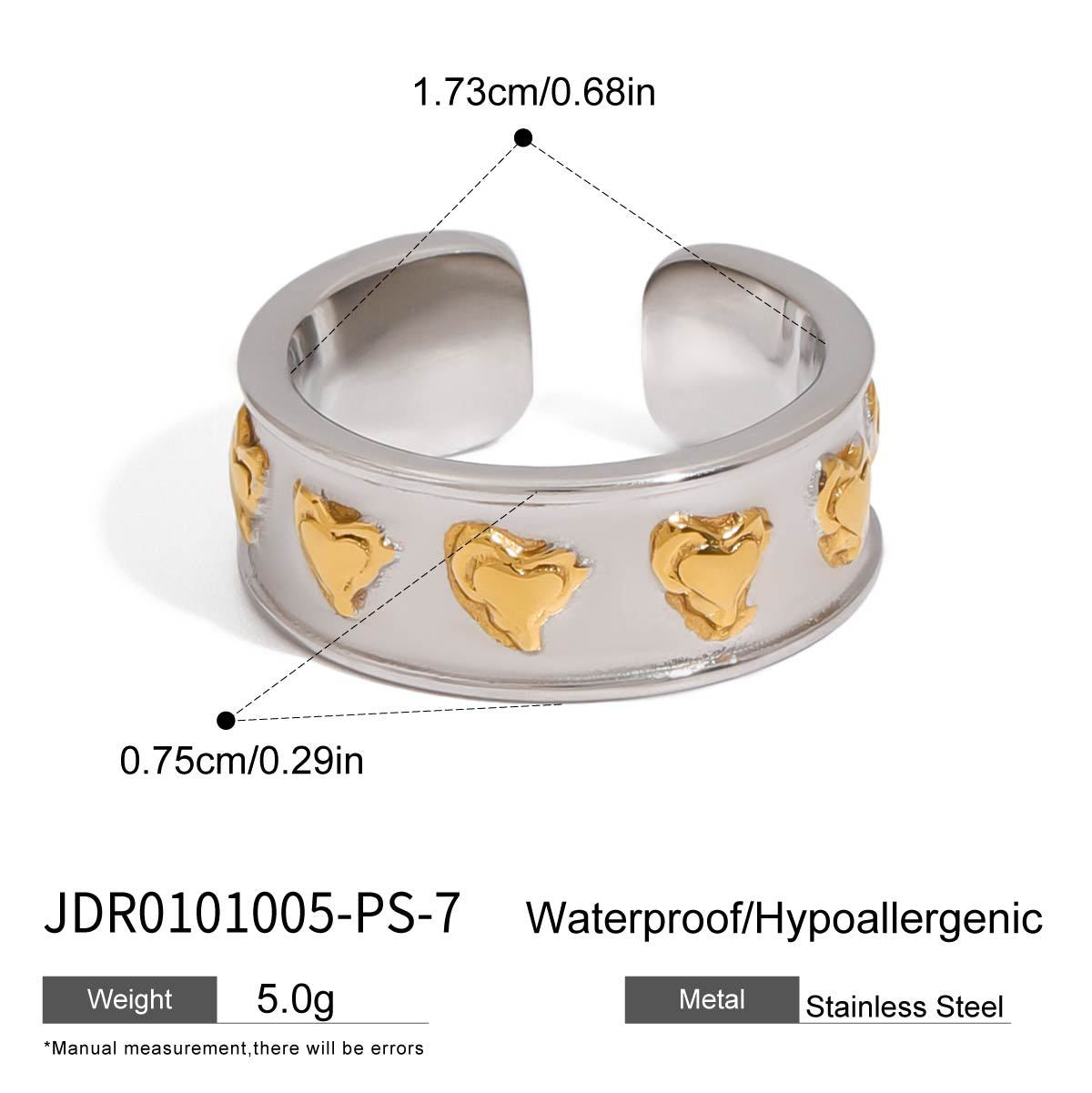 Heart Shaped Plated Stainless Steel Ring for Women