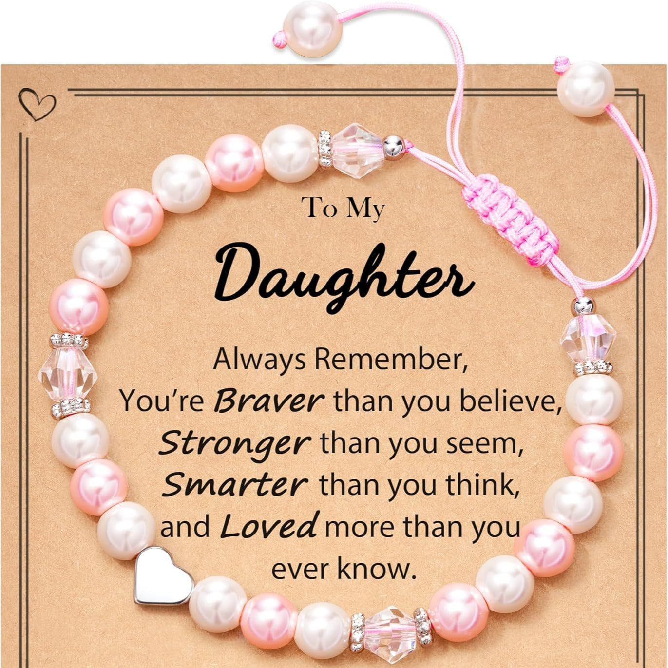 Sweet Heart Imitation Pearl Crystal Woven Bracelet for Women