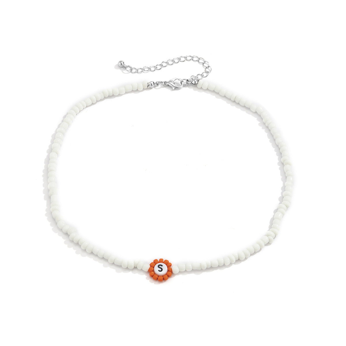 Sweet Minimalist Acrylic Letter Beaded Necklace Plated Ball Chain Floral