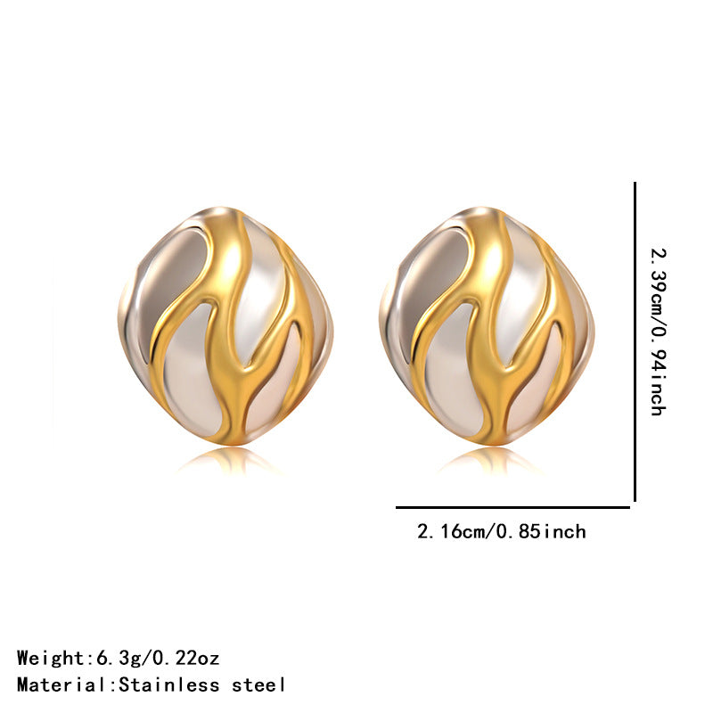 Casual Geometric Triangle Stainless Steel Plated Two-Tone Spiral Earrings