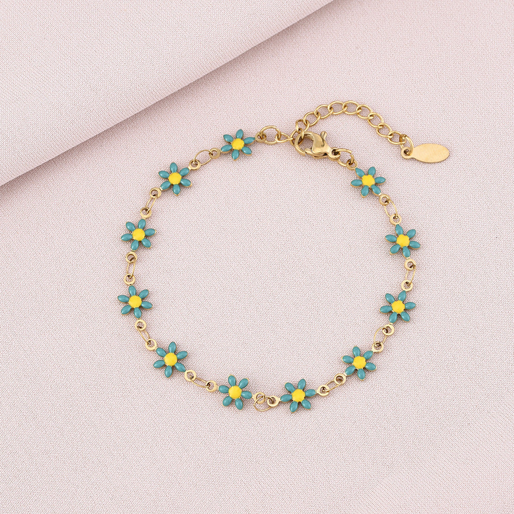Pulsera geométrica minimalista de acero inoxidable con motivo de pétalos para mujer y hombre, accesorio de moda electrochapado