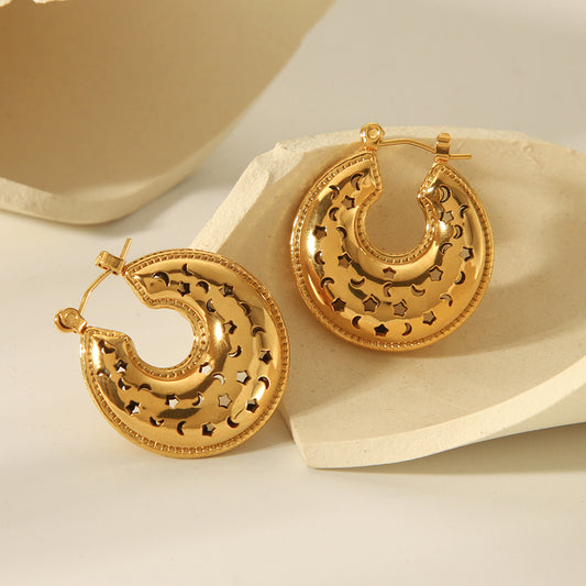 Minimalist Hollow Heart Stainless Steel Earrings for Women with Plated Finish
