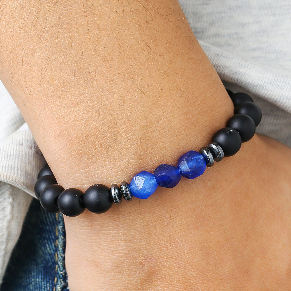 Minimalist Unisex Round Agate Tiger's Eye Geometric Stretch Bracelet