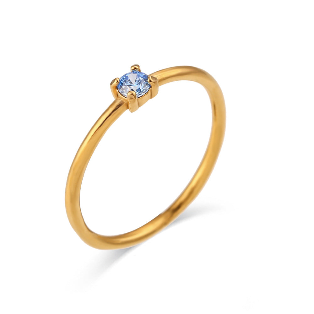 Minimalist Geometric Stainless Steel Plated 18K Gold Birthday Ring for Women
