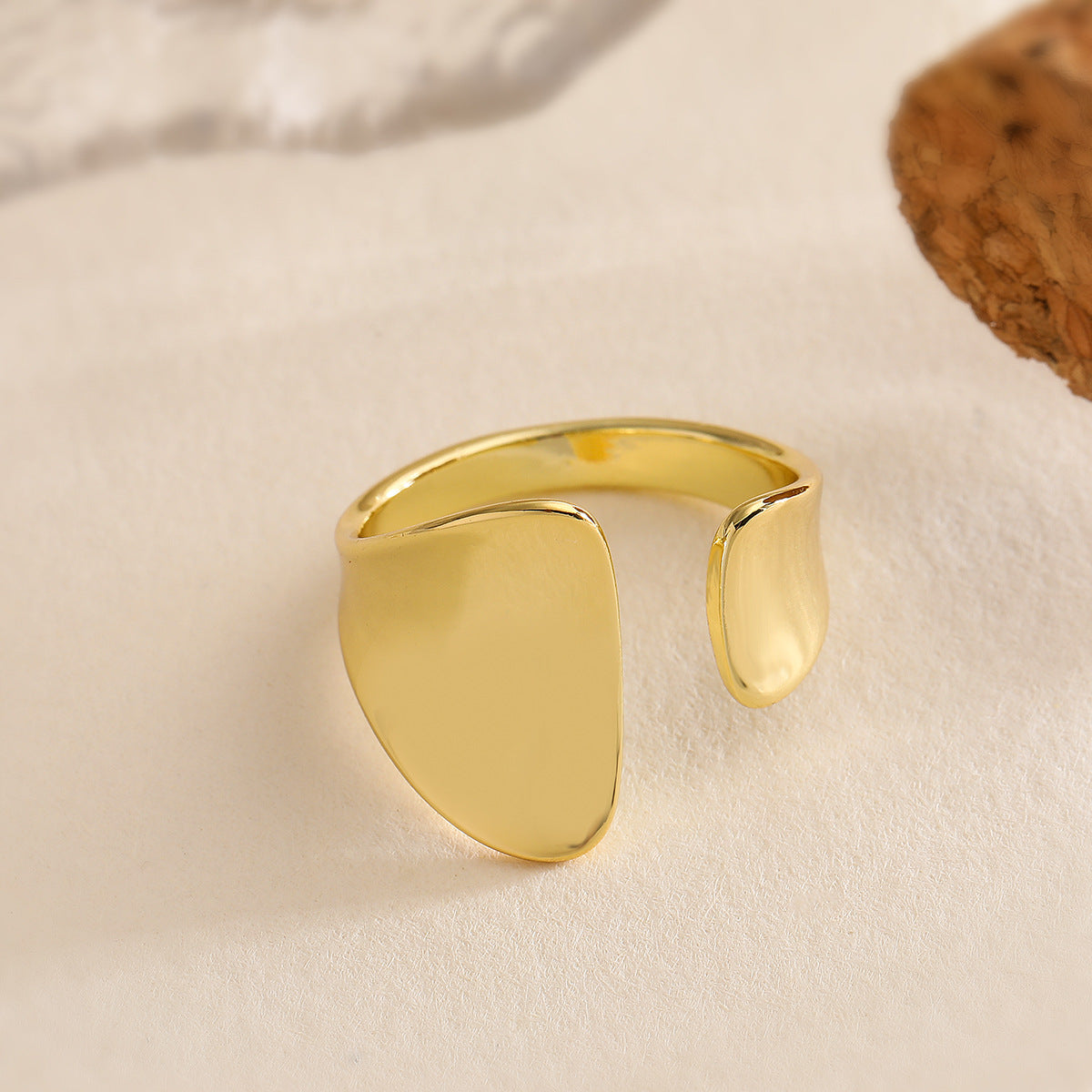 Minimalist Geometric Open Ring for Women Made of Brass with 18K Gold Plating