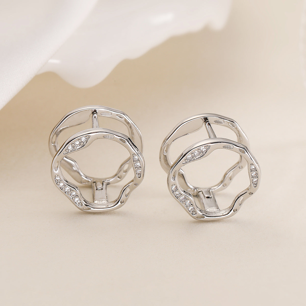 Minimalist Elegant Geometric Brass Gold Plated Cubic Zirconia Earrings