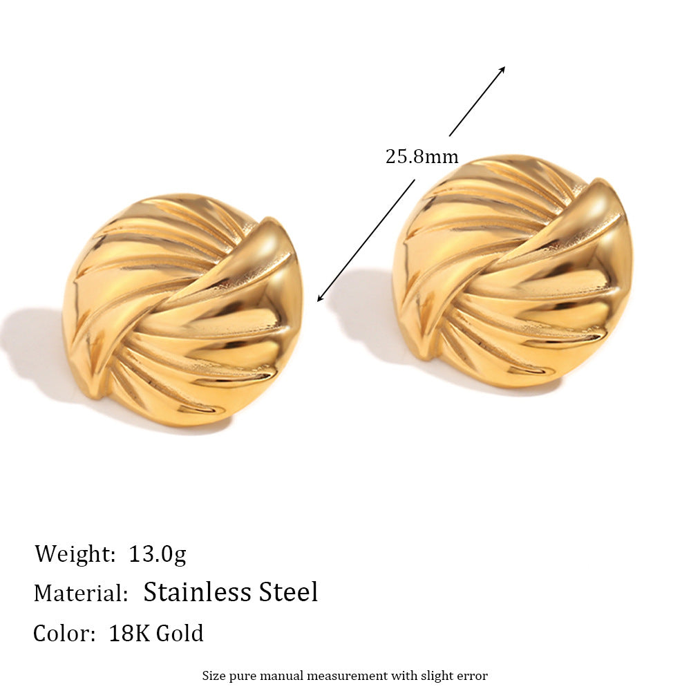Fashionable Minimalist Geometric Stainless Steel 18K Gold Plated Abalone Shell and Sail Enamel Stud Earrings for Women