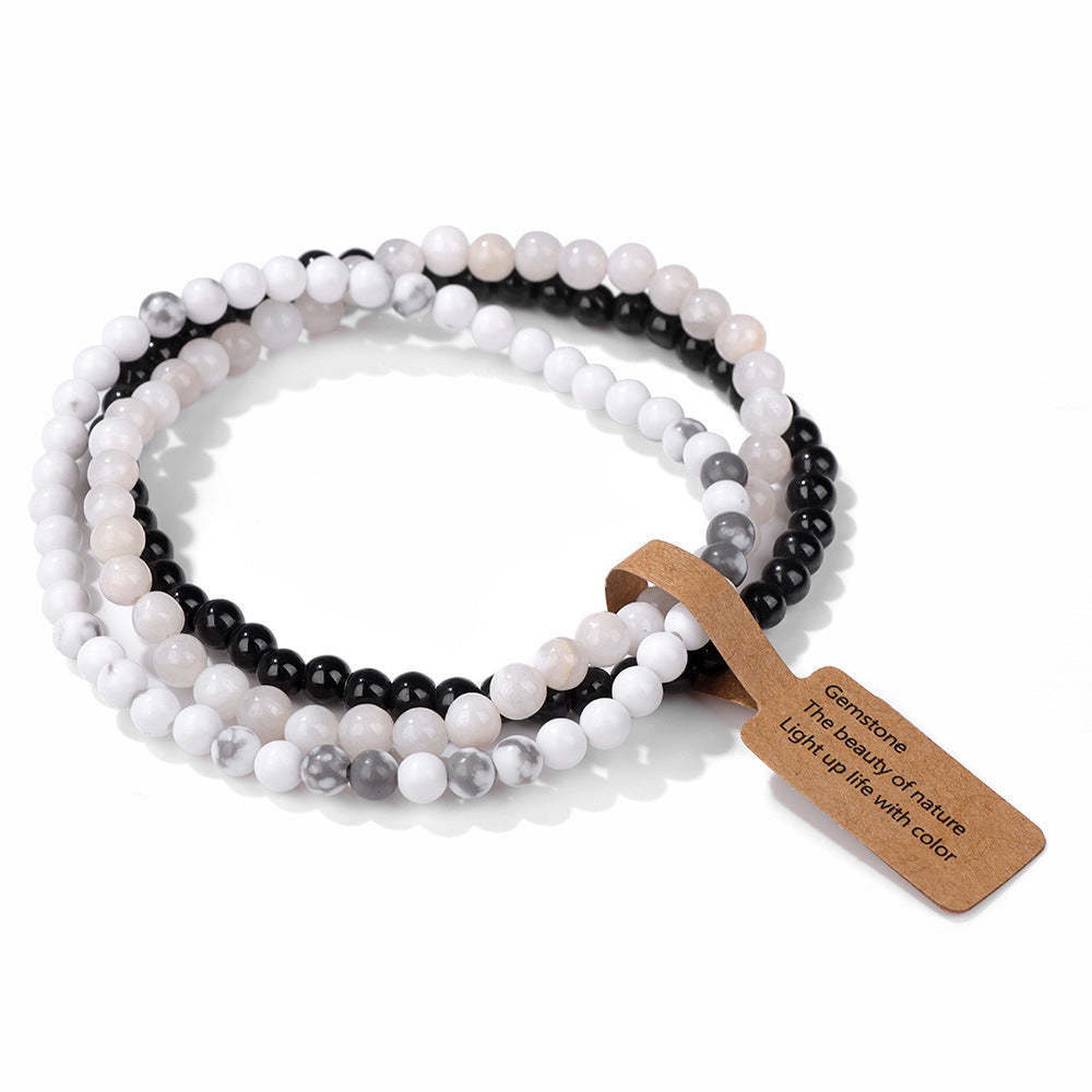 Vintage Geometric Agate Beaded Bracelet Unisex Natural Stone Jewelry