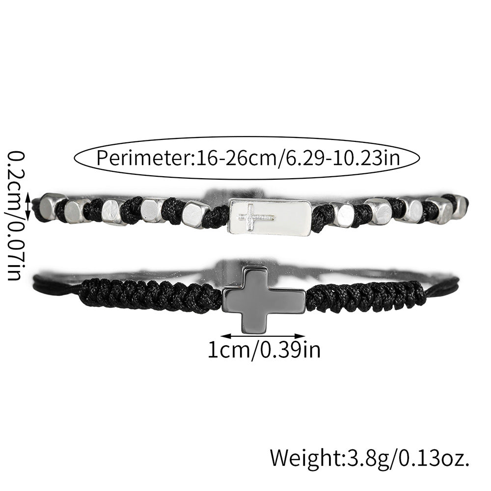 Minimalist 4mm Matte Black Brass Cross Bracelet