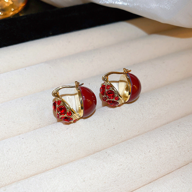 Elegant Geometric Earrings for Women with Enamel Finish in Copper and Stainless Steel Studs