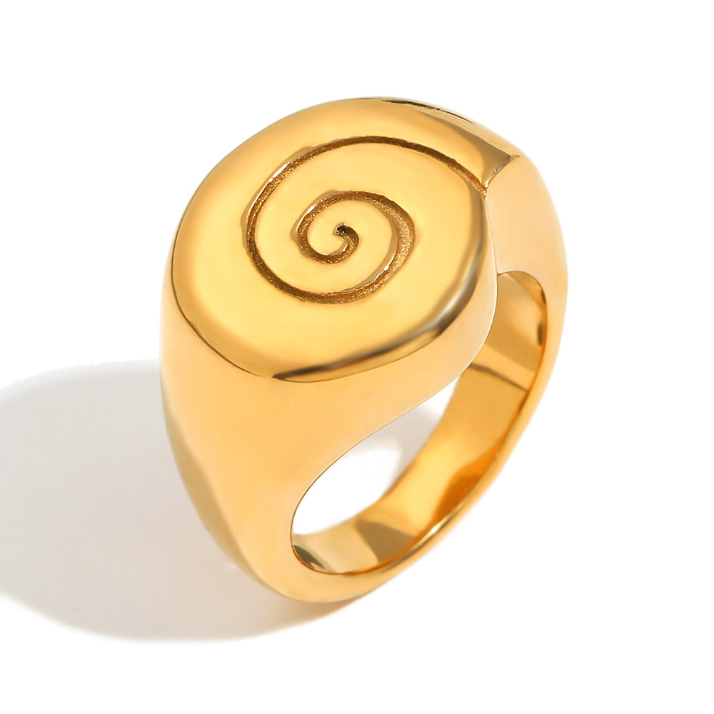 Minimalist Geometric Stainless Steel Ring with 18K Gold Plating for Women