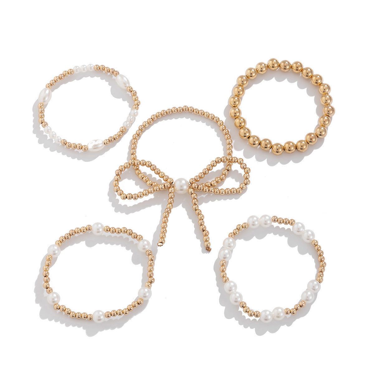 Set di bracciali da donna intrecciati con nodo a fiocco geometrico minimalista multistrato impilabile