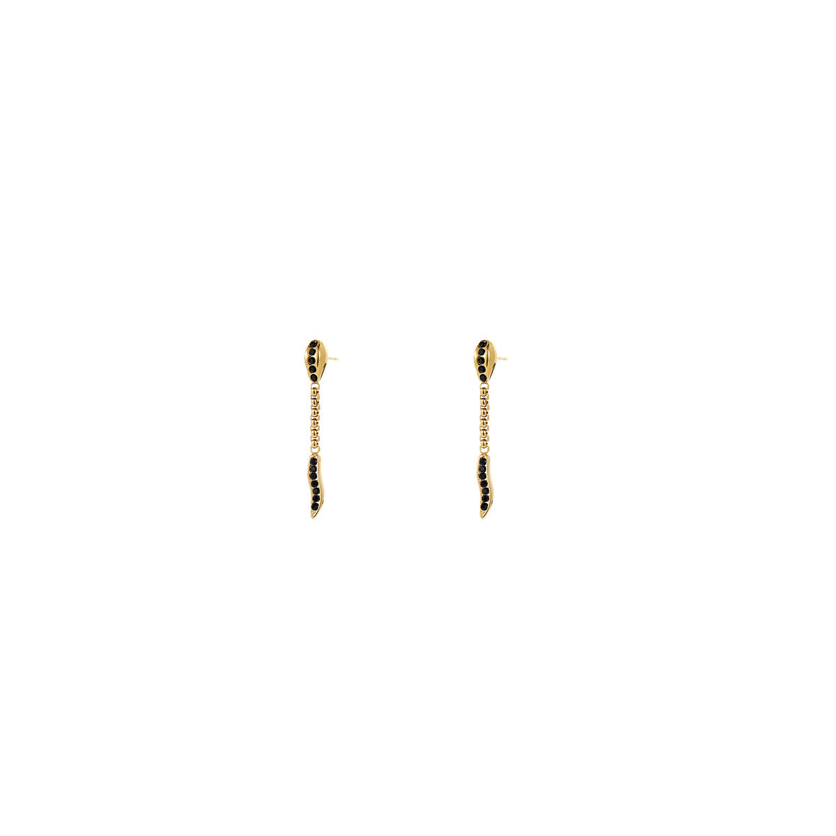 Pendientes geométricos de acero inoxidable con forma de serpiente a la moda para mujer con incrustaciones de diamantes de imitación y chapado en oro