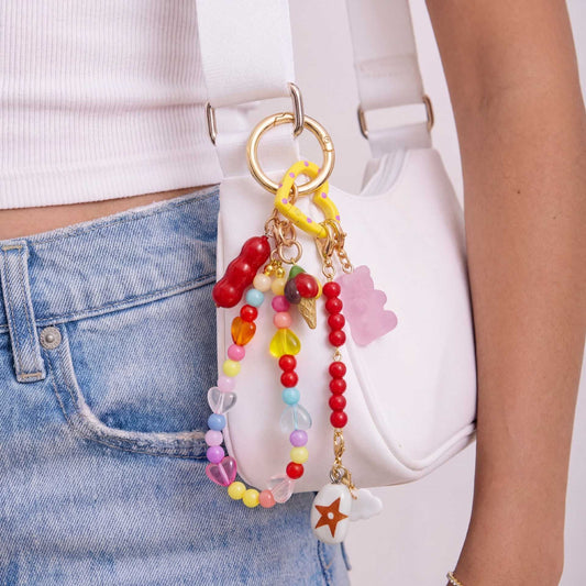 Minimalist Striped Round Alloy Plated Keychain Charm Bar for Women