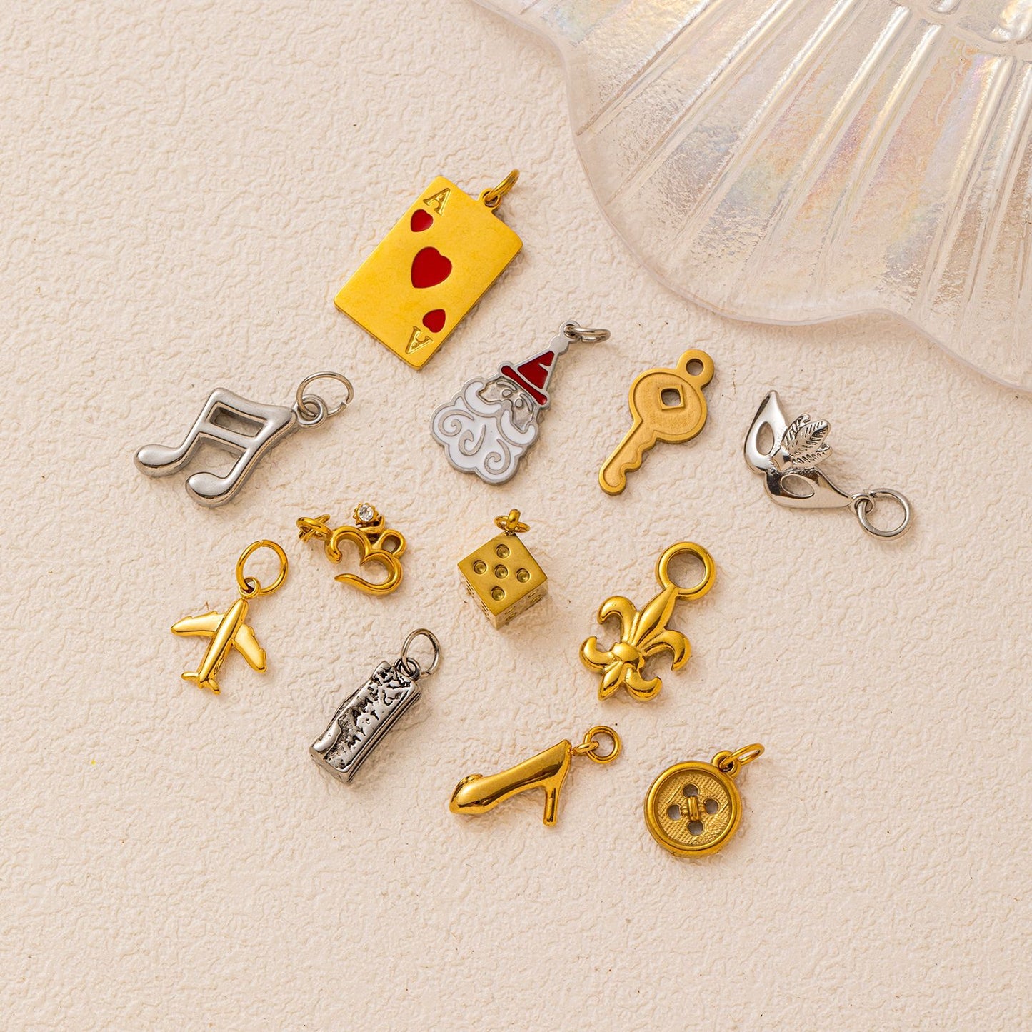 Vintage Stainless Steel PVD 18K Gold Plated Music Note Charm Bar