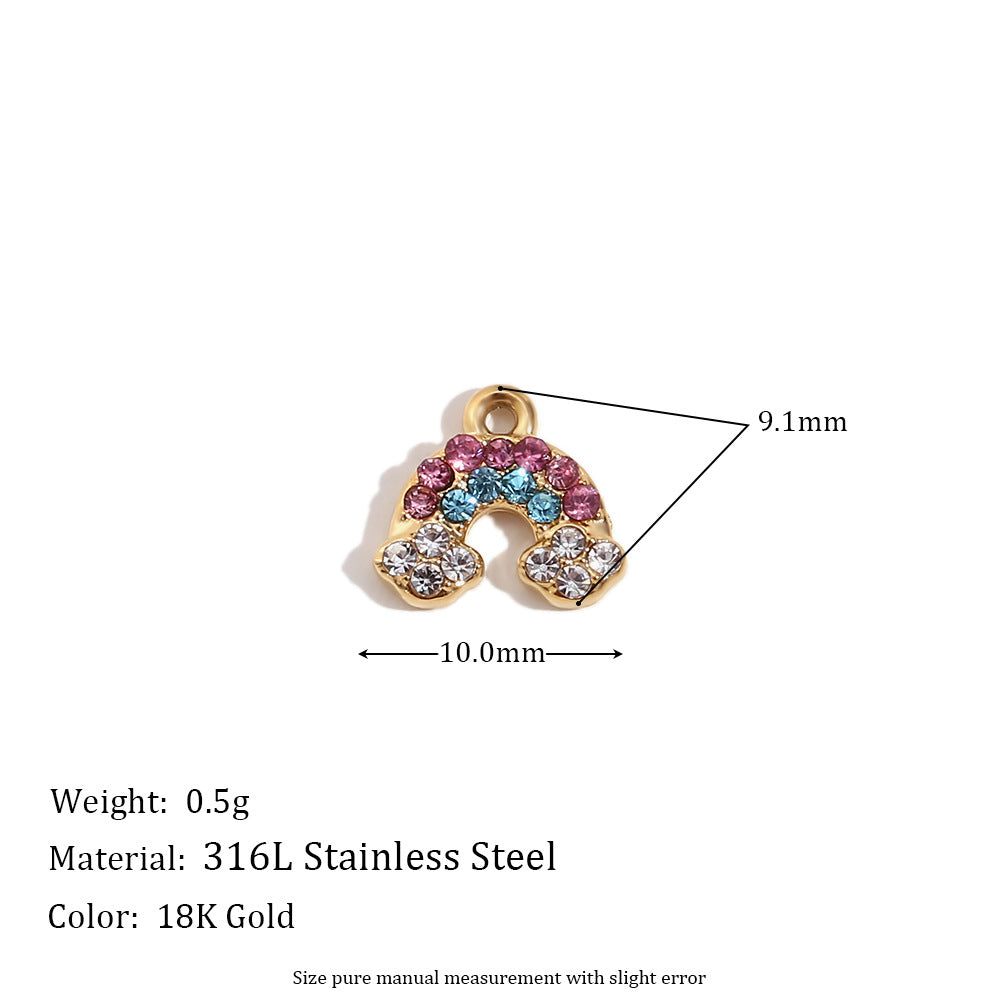 Minimalist Geometric Heart Pendant for Women Stainless Steel with 18K Gold Plating and Micro-Pave Colored Rhinestones