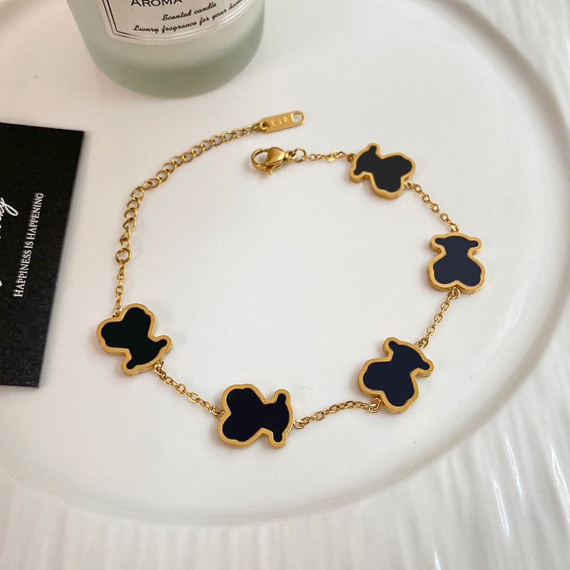 Gold Plated Titanium Steel Bear Bracelet Unisex
