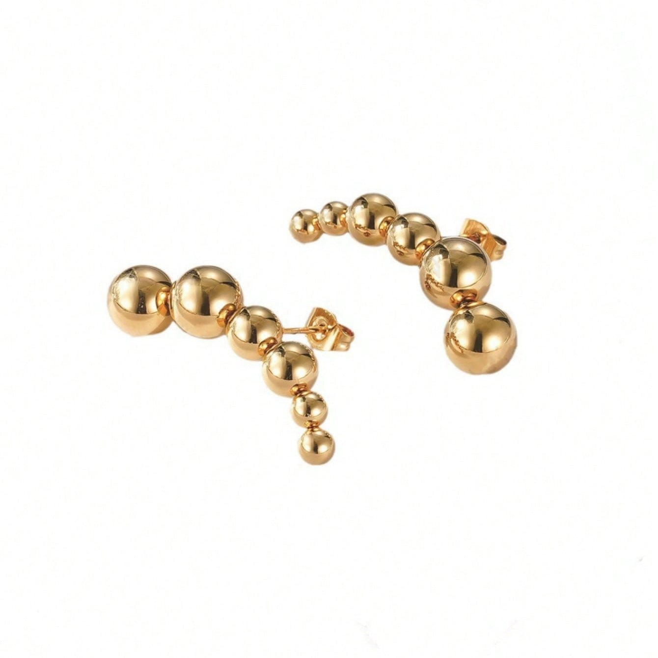 Gold Plated Polished Titanium Steel Teardrop Geometric Oval Polka Dot Stud Earrings for Unisex