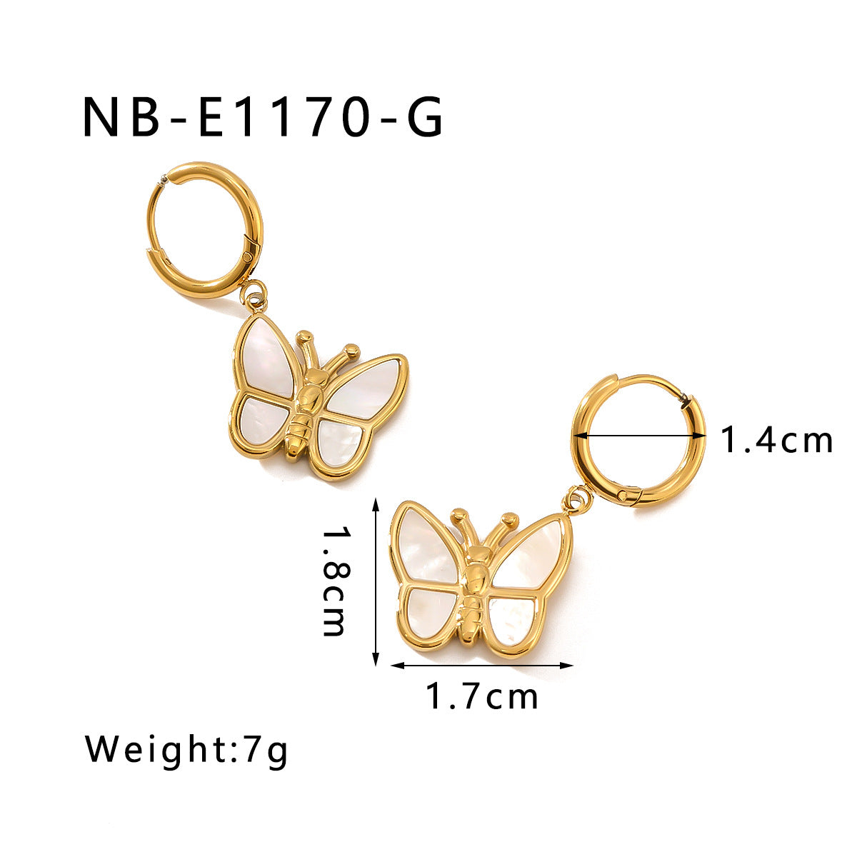 Elegant Butterfly-Shaped Stainless Steel Earrings with 18K Gold Plating for Women, Hypoallergenic and Inspired Design