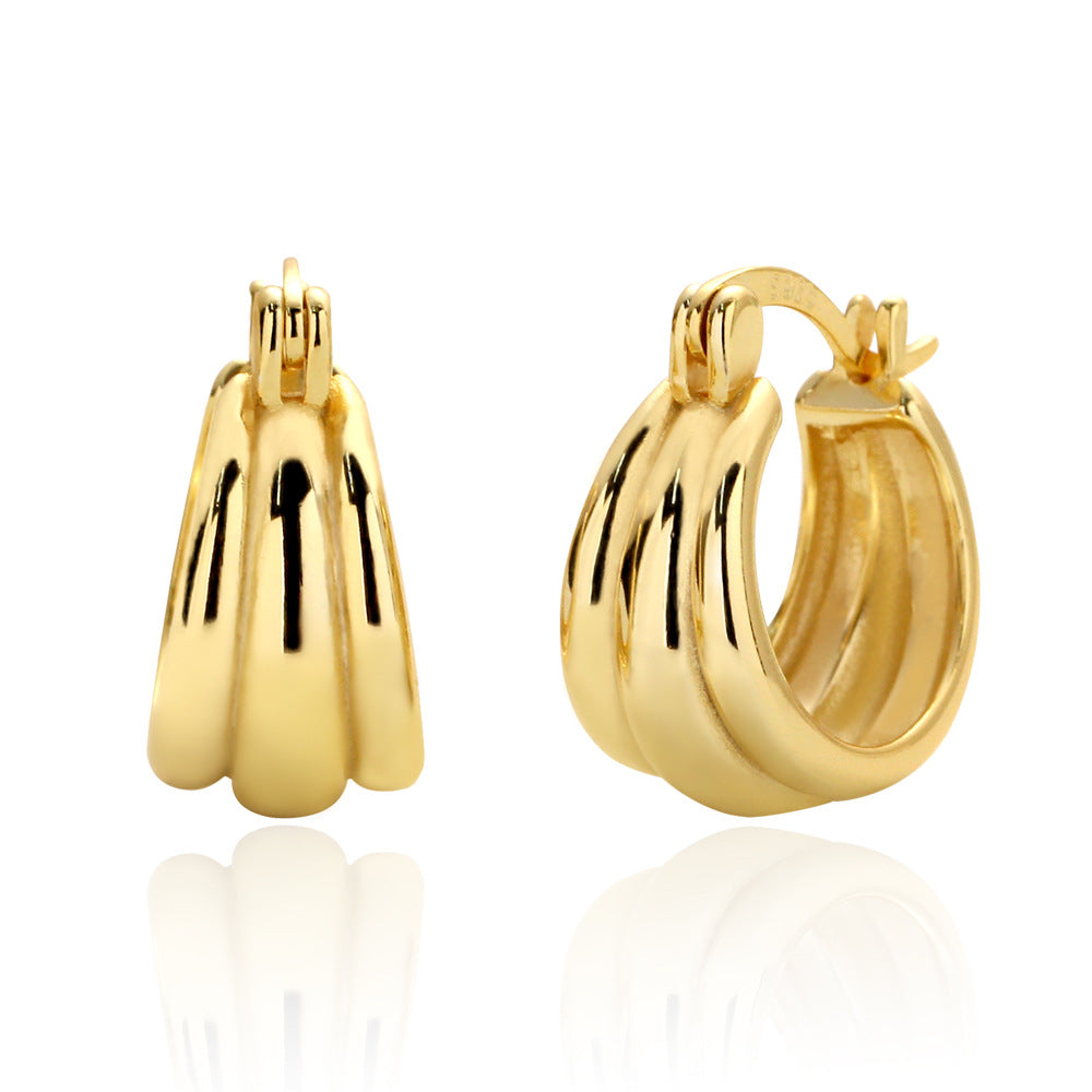 Orecchini a Cerchio da Donna in Argento Sterling S925, Minimalisti e Geometrici Lucidi